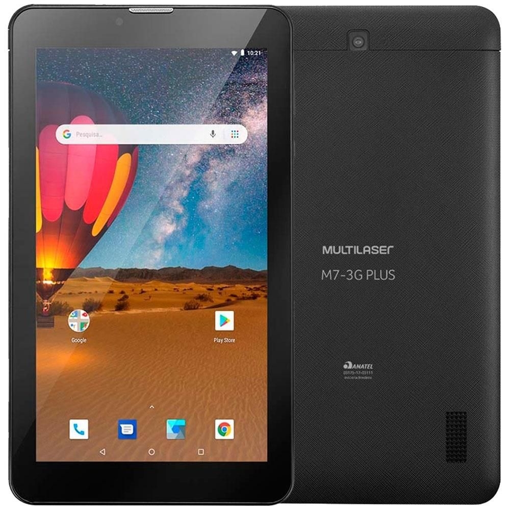 Tablet Multilaser M7 3G Plus Dual Chip Quad Core 1 GB de Ram Memória 16 GB Tela 7 Preto
