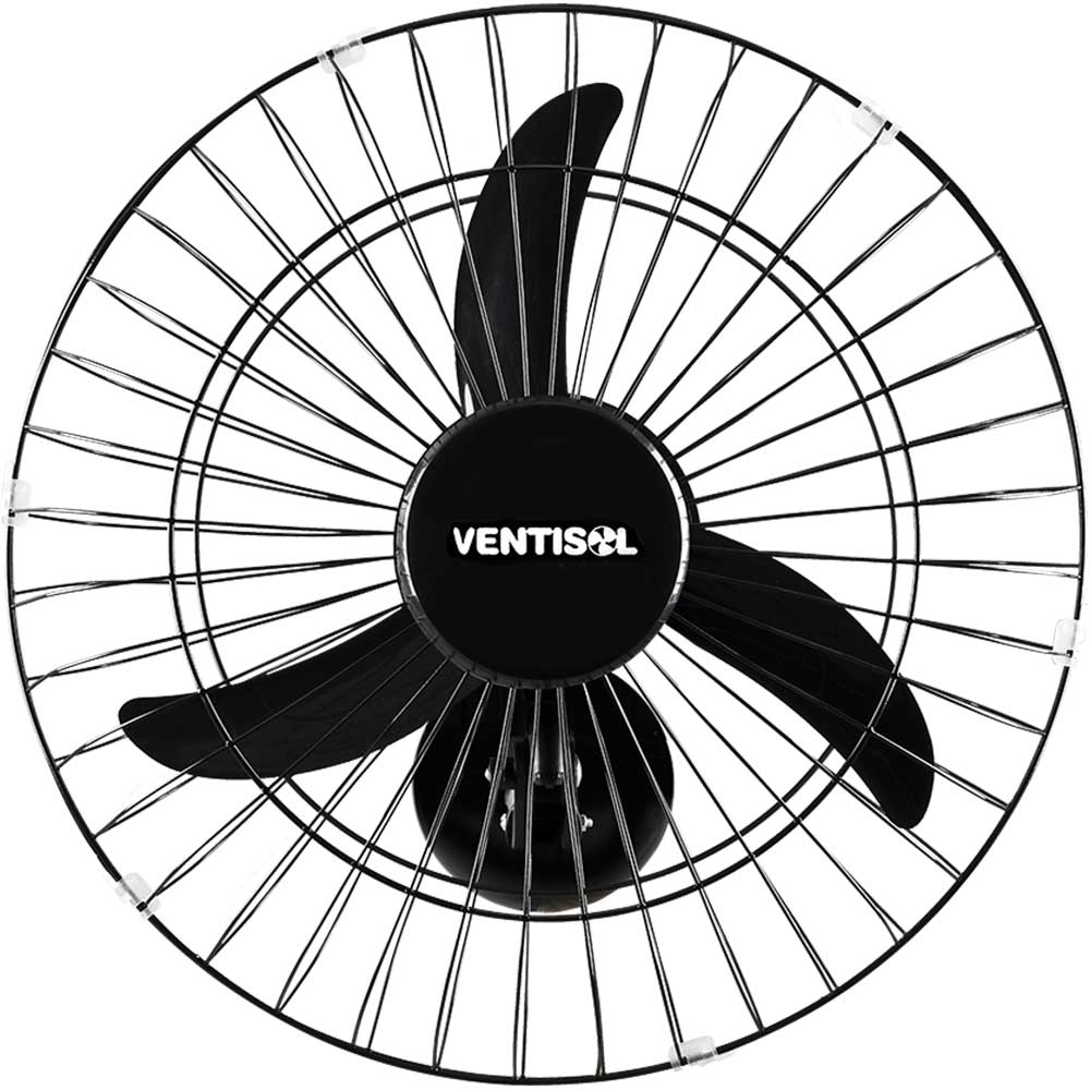 Ventilador De Parede 50 Cm Preto Grade Em Aço 127v Premium Ventisol