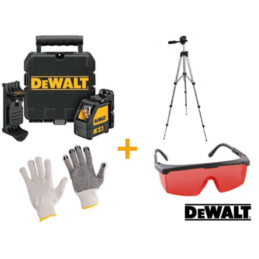 Kit Nível à Laser DW088K Dewalt + óculos laser Vonder + Tripé + Luva de malha pigmentada Vonder