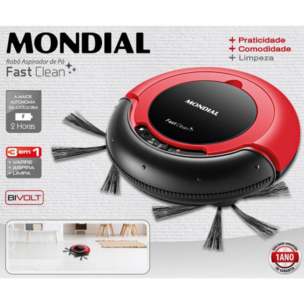 Robô Aspirador De Pó Fast Clean RB-01 Mondial Bivolt