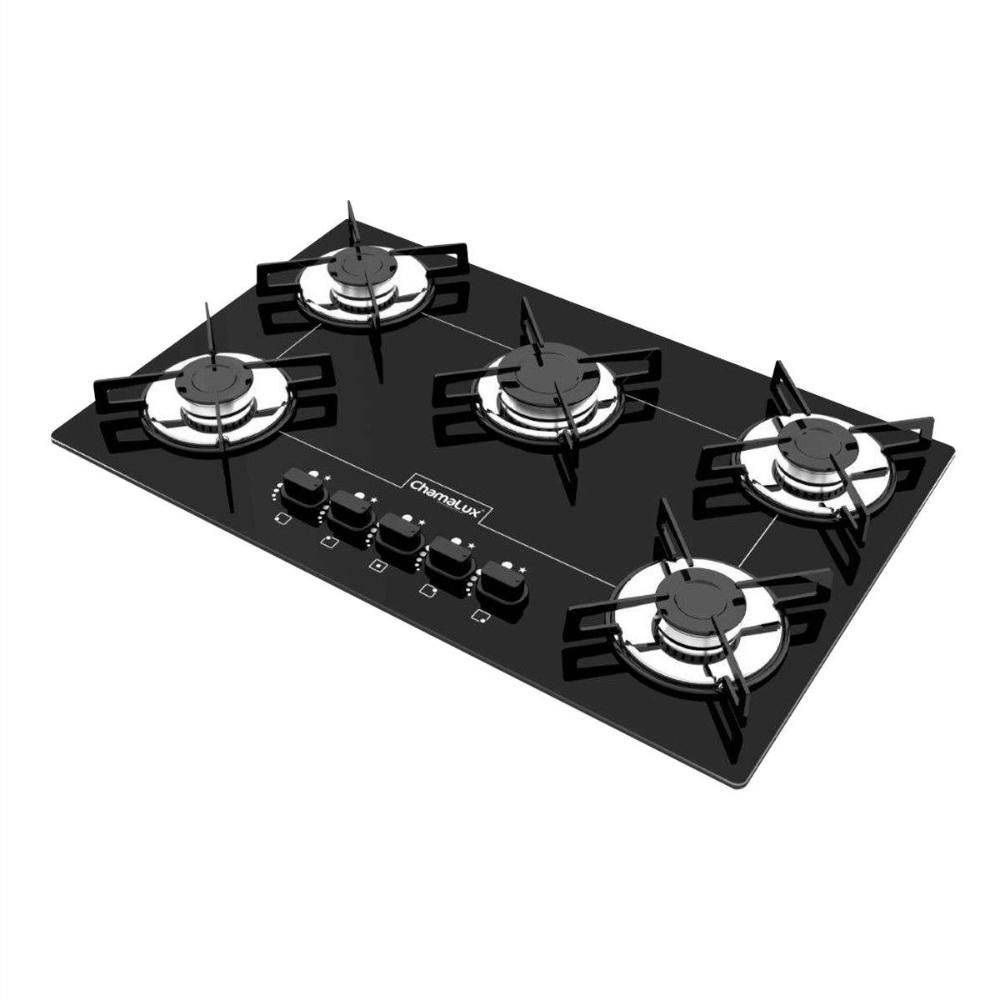 Cooktop 5 Bocas Ultra Chama Bivolt Preto Chamalux